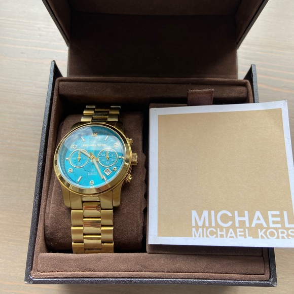Michael Kors gold/teal watch - Picture 2 of 4